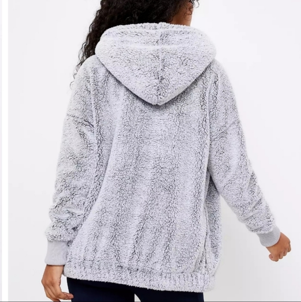 Lou and Grey for Loft Snow Speckle Cozy Zip Teddy Bear Jacket Size small - Picture 2 of 4